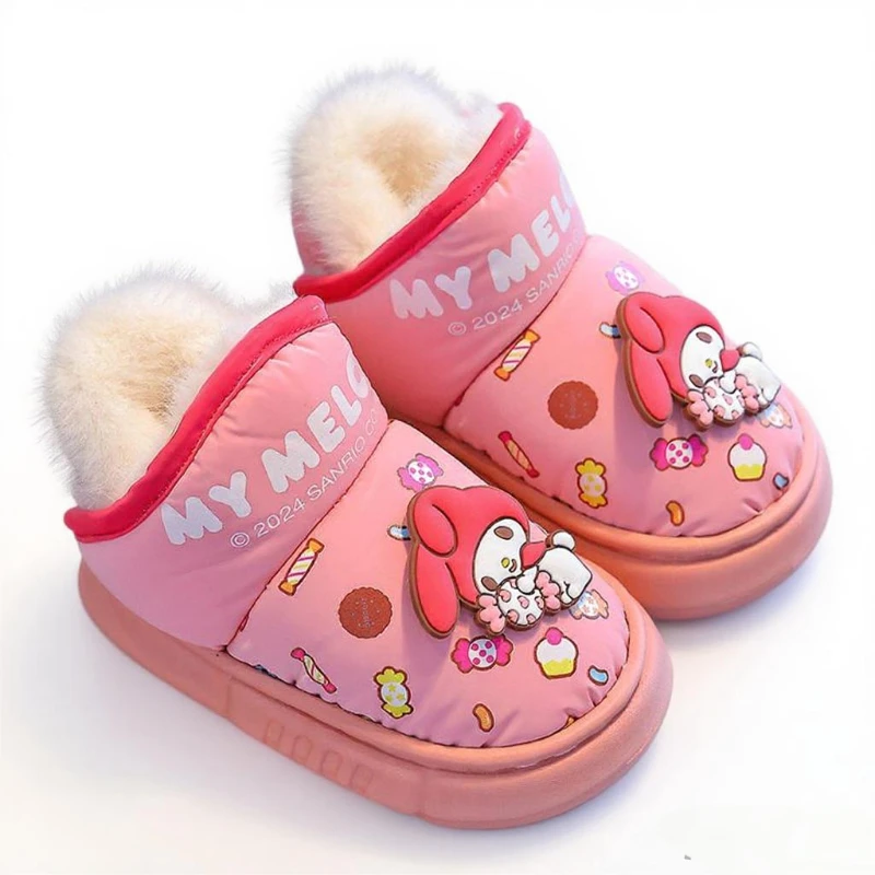 أحذية الأطفال أحذية الثلوج الكرتون الشتاء أحذية بولي Leather الجلود للفتيات الدافئة المضادة للانزلاق الانزلاق على الوردي الأرجواني الأحذية حجم 24-37