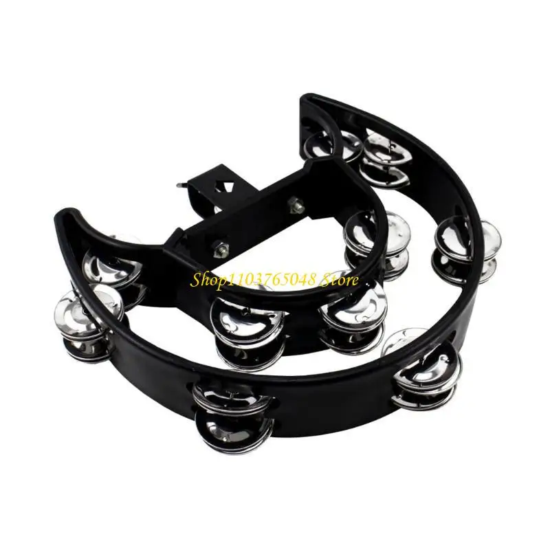 R53E Drum Set Tambourine with Mounting Eye Bolt Half Moon Hi-hat Tambourine