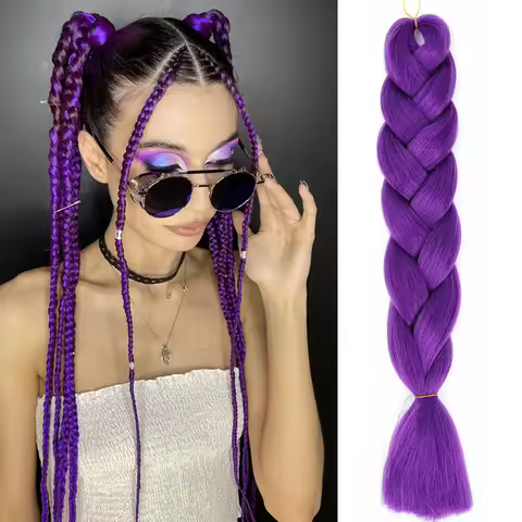 Synthetic Purple Braiding Hair 1 Pack For Braids Jumbo Fake Braid Hair Extensions For Braid Or Match Color Bubble Braids