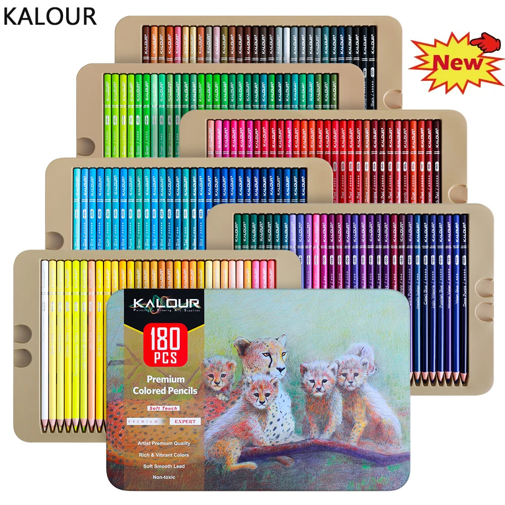KALOUR 180 Vibrant Colored Pencil Set,Pre-Sharpened Oil-Based Art Pencils for Sketching,Drawing,Coloring for Artists Beginners