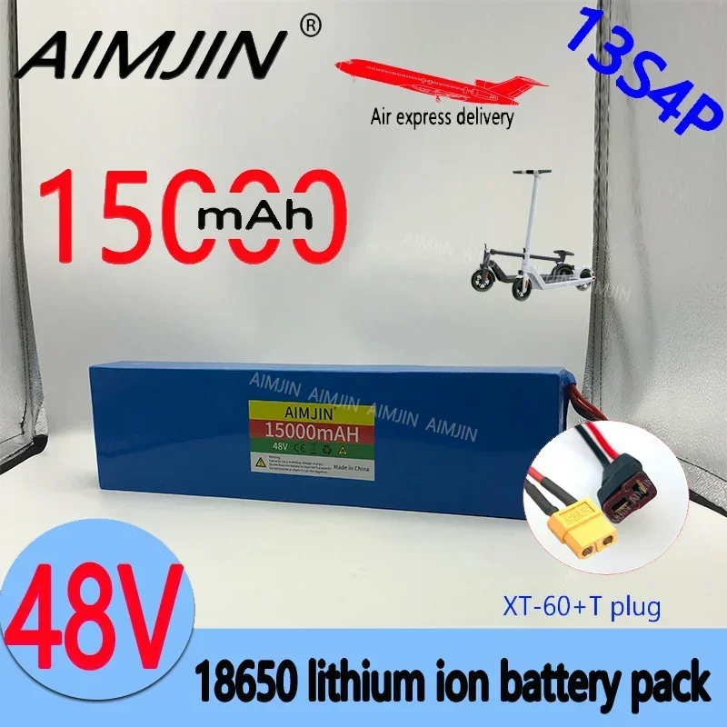 48V Battery 15000mAh for Kugoo M4/M4Pro/MaxSpeed 18650 Li-Ion 13S4P battery pack scooter 1000W built in with BMS XT60 T Plug