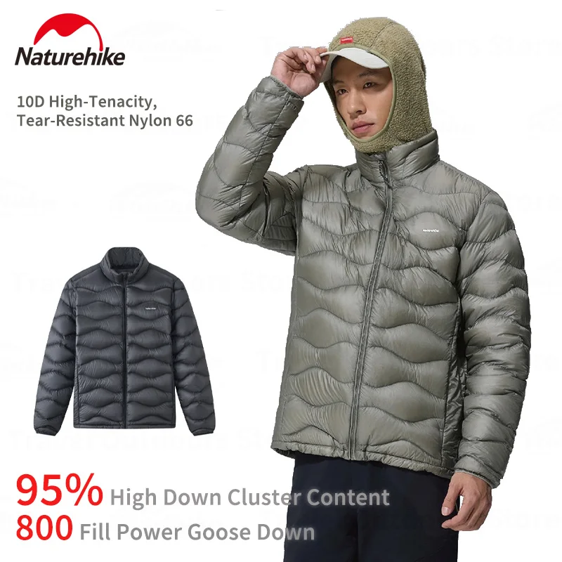 Naturehike 2026New Men's Stand-Collar Down Jacket Goose Down 800 Fill Power Channel-Quilted Liner Winter Warm Coat Ultralight