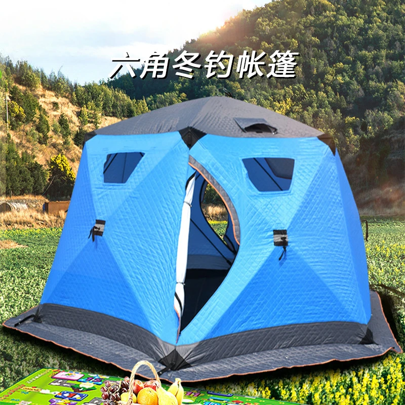 Ice Fishing Warm Tent Outdoor Thickened Cotton Winter Anti Cold Fishing Tent Outdoor Quick Open Portable Winter Fishing Tent