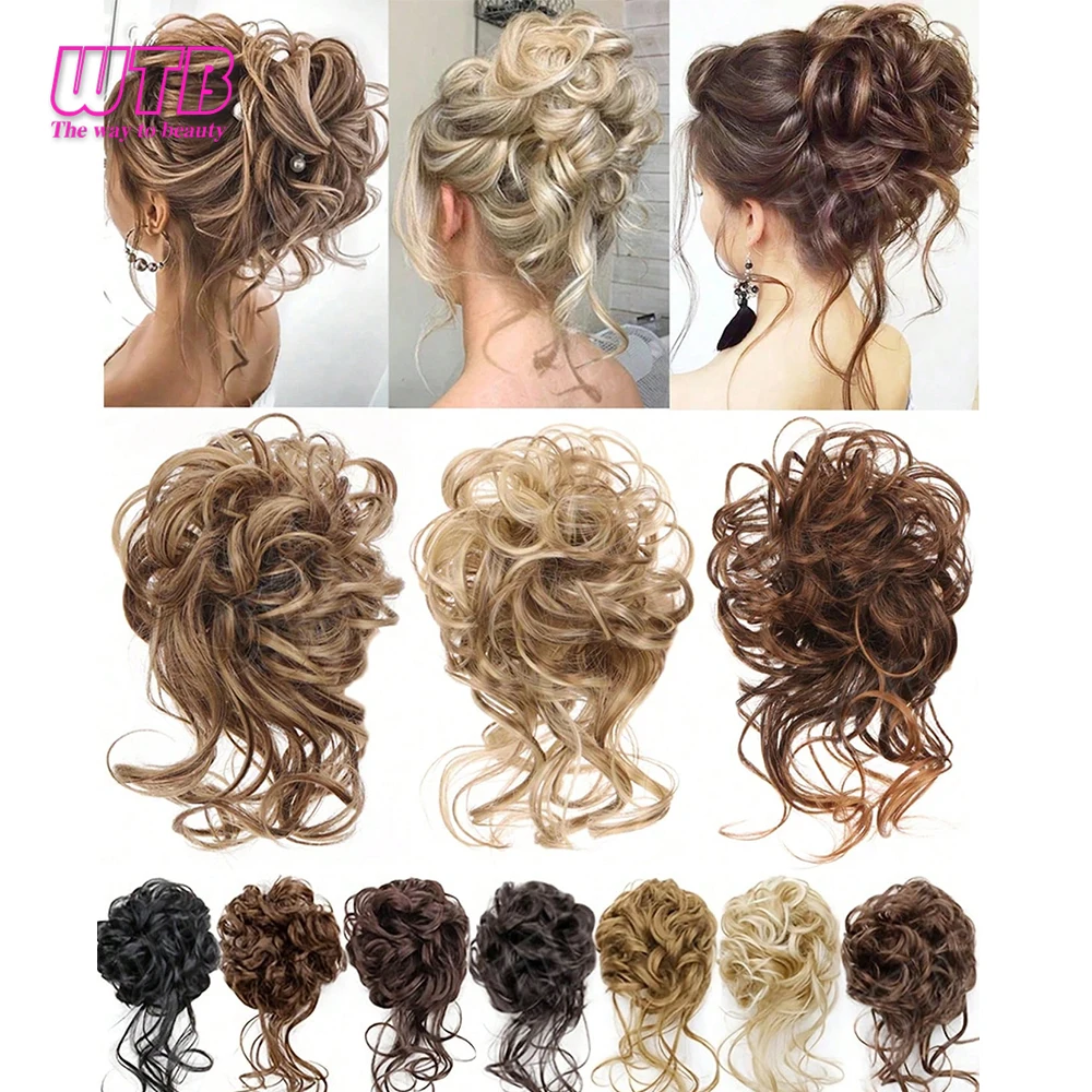 Elegant Women's Synthetic Curly Donut Hair Extension -Rubber Band Hair Bun Easy-to-Style for Daily Wear & Christmas Parties