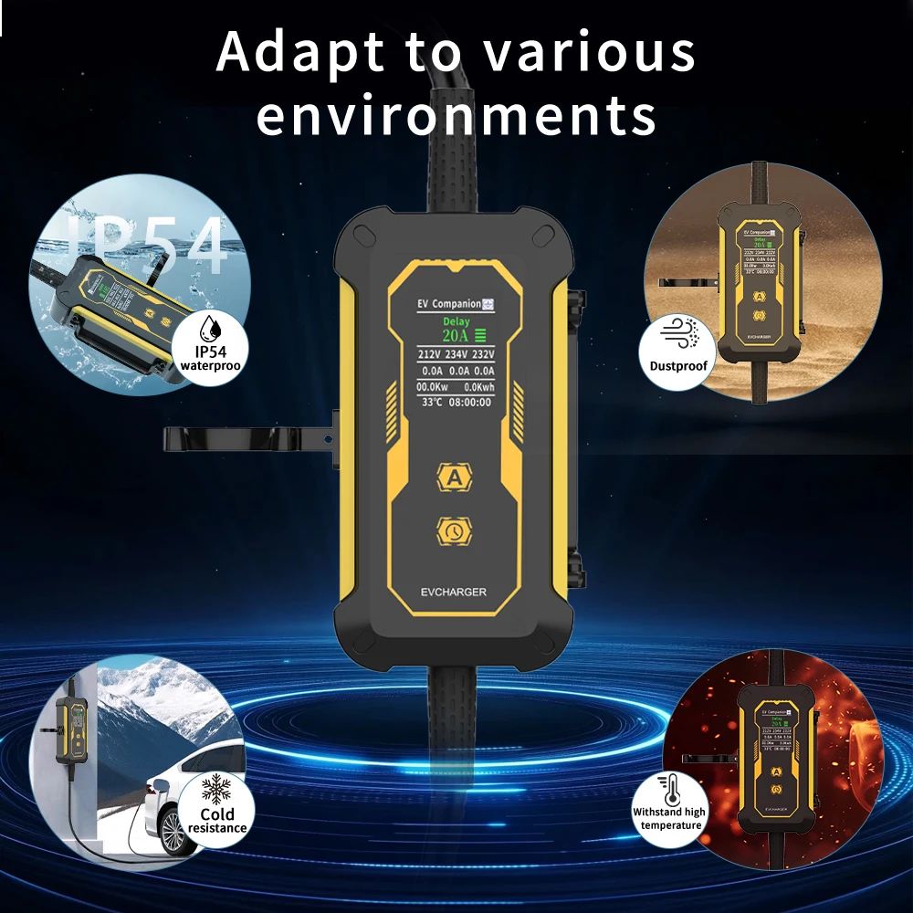 Unirise 32A NACS EV cargador portátil para 3,5 kW/7 kW Tesla caja de carga de coche enchufe de la UE cargador de coche eléctrico para Tesla modelo Y/3/X/S