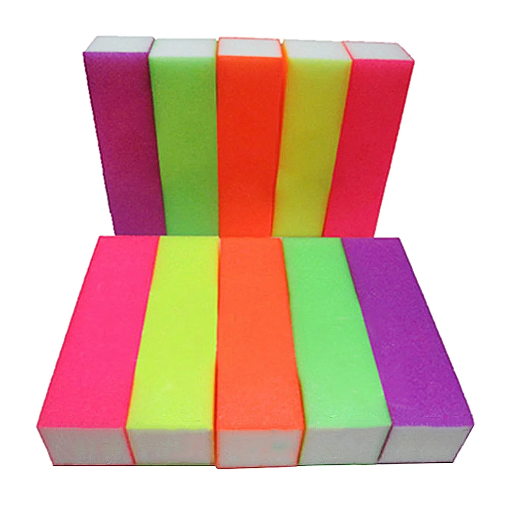 10Pcs Sponge Nail Buffer Buffing Sanding Buffers Blocks Files Manicure Pedicure Care Tools (Random Color)