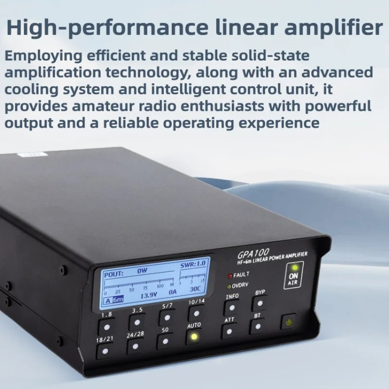 GPA100 100W Linear Amplifier 1.8-54MHz Shortwave Radio X6100 X6200 G90 G106C  DC12-15v HF Band High Performance Linear Amplifier