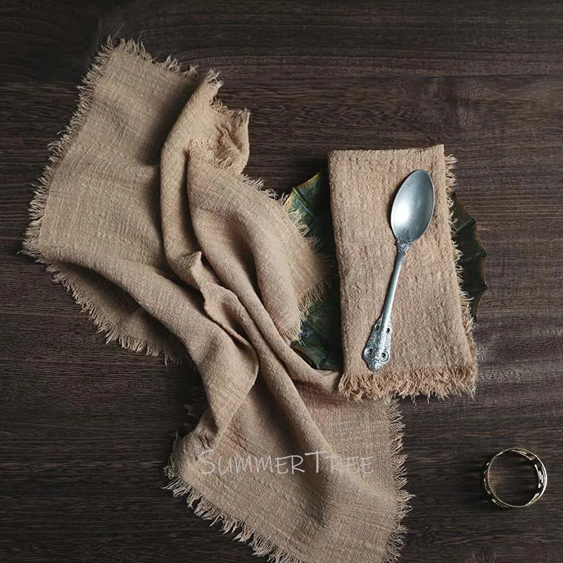 10pcs Large Napkins 41x41cm Rustic Cotton Gauze Napkin Muslin Tea Towel Dinner Retro Cheesecloth Wedding Party Linen Decor