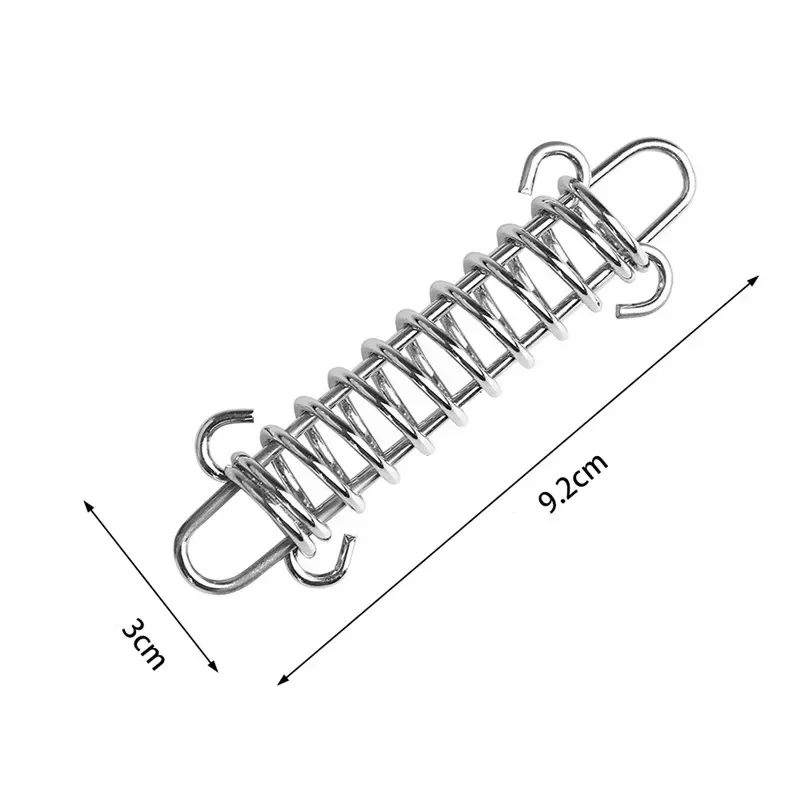 1Pcs Steel Tent Wind Rope Spring Buckle  Tensioner Camping Deck Pegs with Carabiner Clips Awning Tightener Fixed Hook