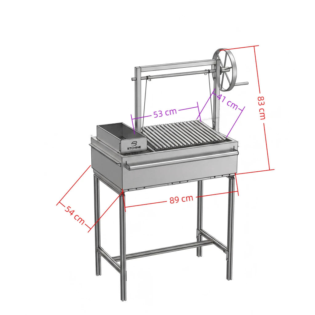 Modern Outdoor Stainless Steel Wood Charcoal Height Adjustable Santa Maria Argentine Parrilla BBQ with V Shape Cooking Grate