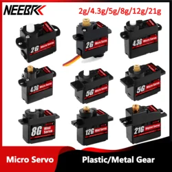 NEEBRC 2g 4.3g 5g 8g 12g 21g Metal/Plastic Gear Mini Micro Servo for RC Car Dron Plane Helicopter Glider Robot Wltoys