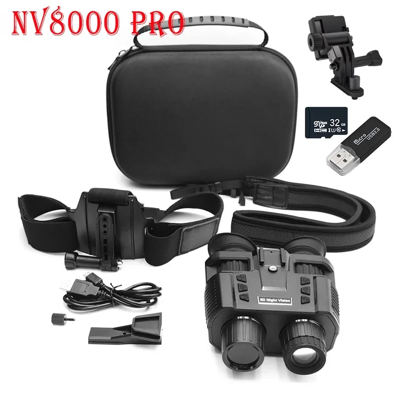 NV8000 Pro 3D Infrared Night Vision Binoculars Professional HD 4K Head Mount Telescope for Hunting Camping Tactics Goggle