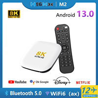 H96 Max M2 Android13.0 Tv Box RK3528 Quad Core WiFi6ax&BT5.0 4K@60fps LAN 1000M 8k Video Decoding Streaming Services Smart TVBox