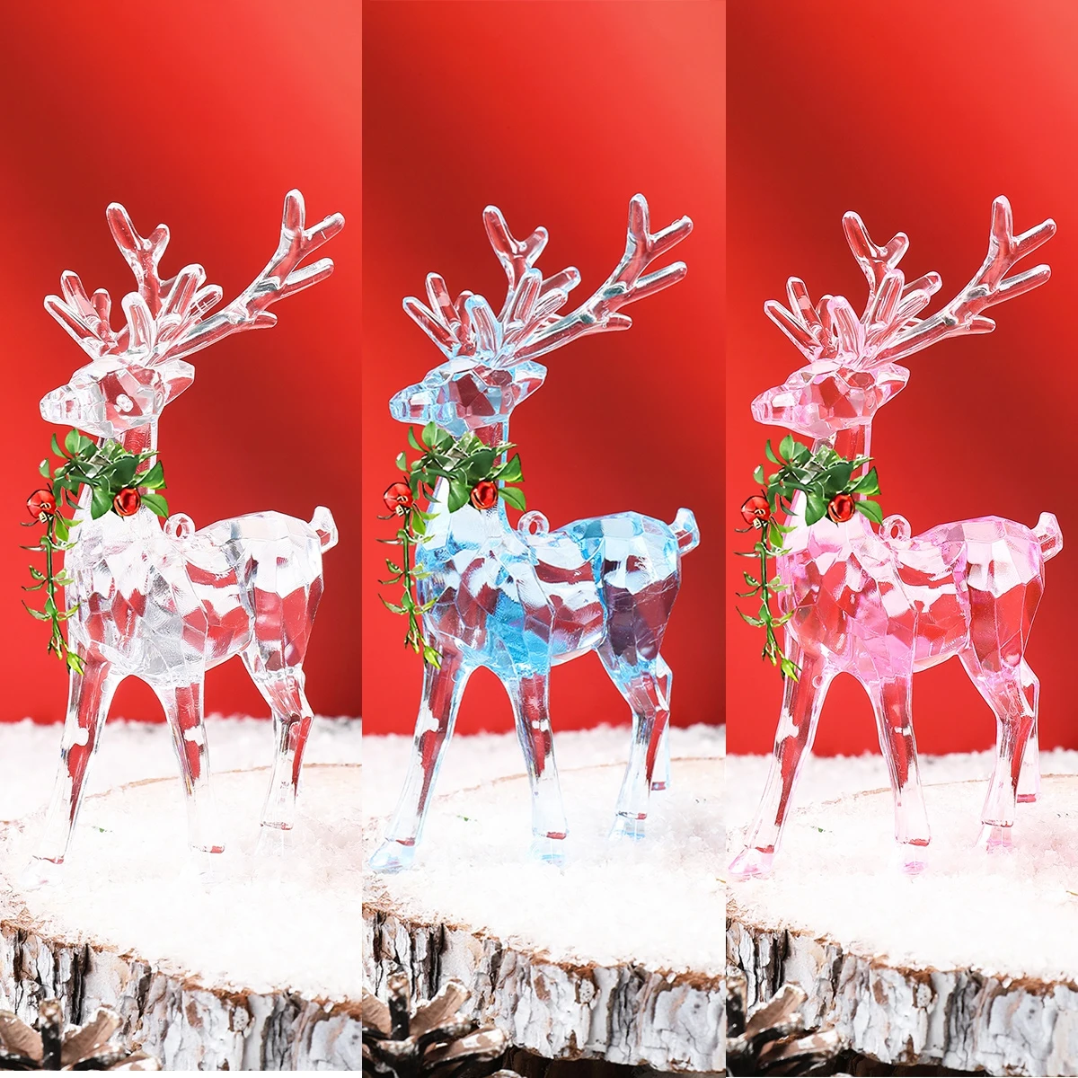 Christmas Acrylic Deer Ornaments Merry Christmas Decorations Fot Home 2024 Xmas  Navidad Kerst Natal Happy New Year Gift 2025