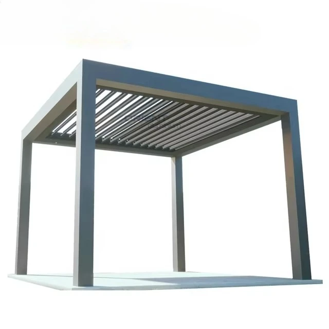 

Hot Sell New Design Modern Aluminium Outdoor Pergola With Waterproof Louver Roof | Metal Garden Pergola For Patio Backyard