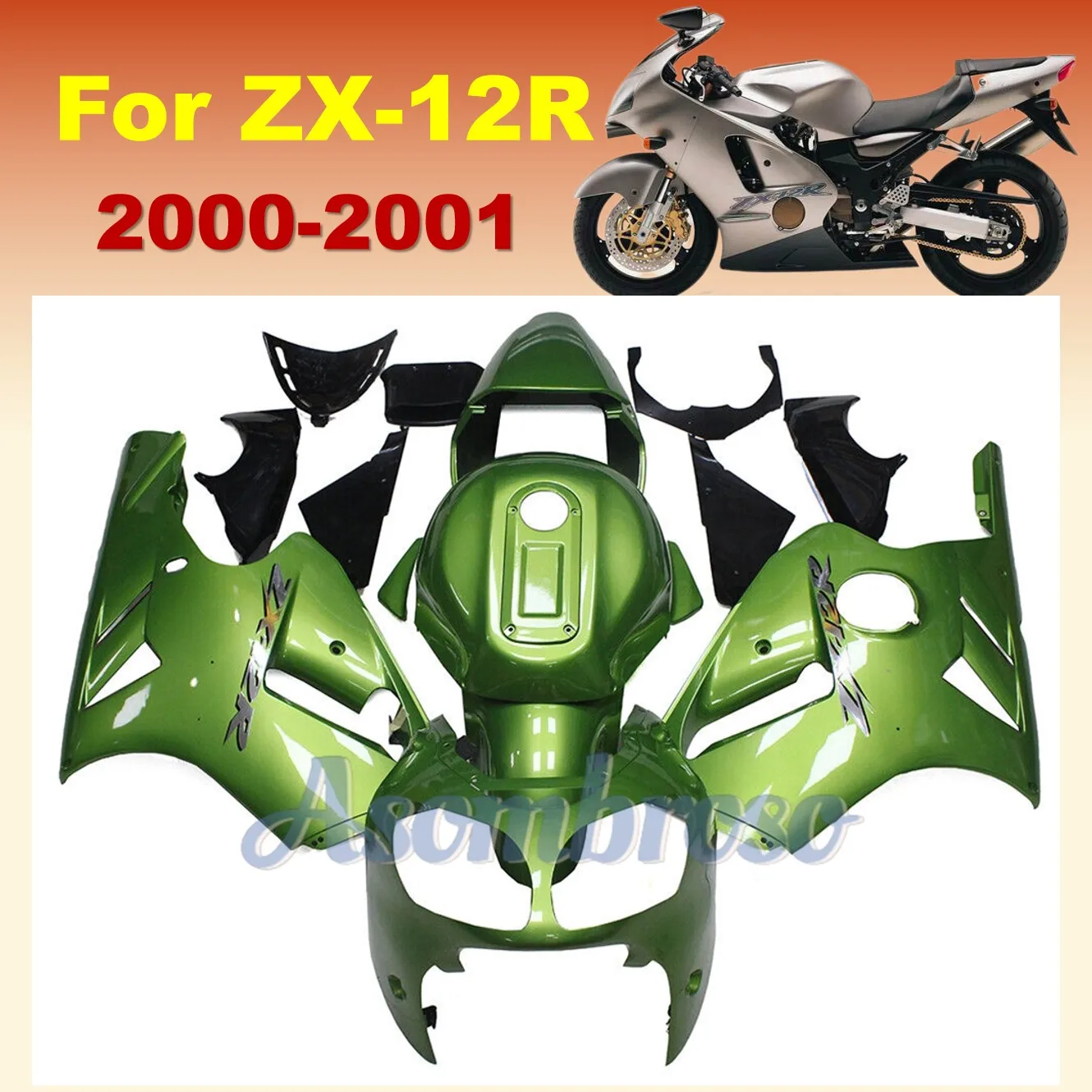 

Комплект обтекателя для мотоцикла Ninja ZX12R 2000 2001 ZX-12R ZX 12R, комплект кузова из АБС-пластика