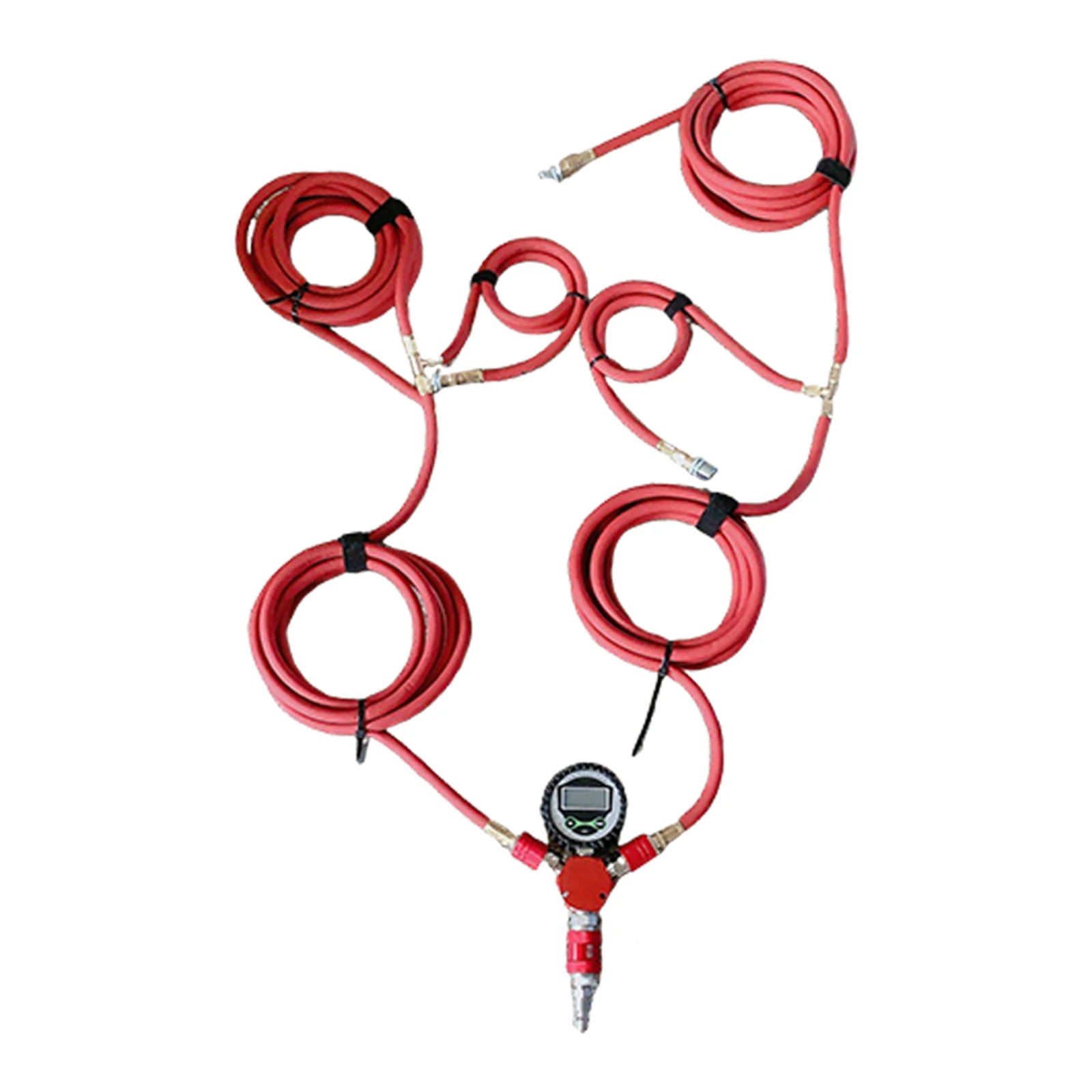 4 Wheel Tire Inflation Hose Kit, Quick Coupling, Inflation/Deflation System, Tire Pressure Gauge 12V/24V