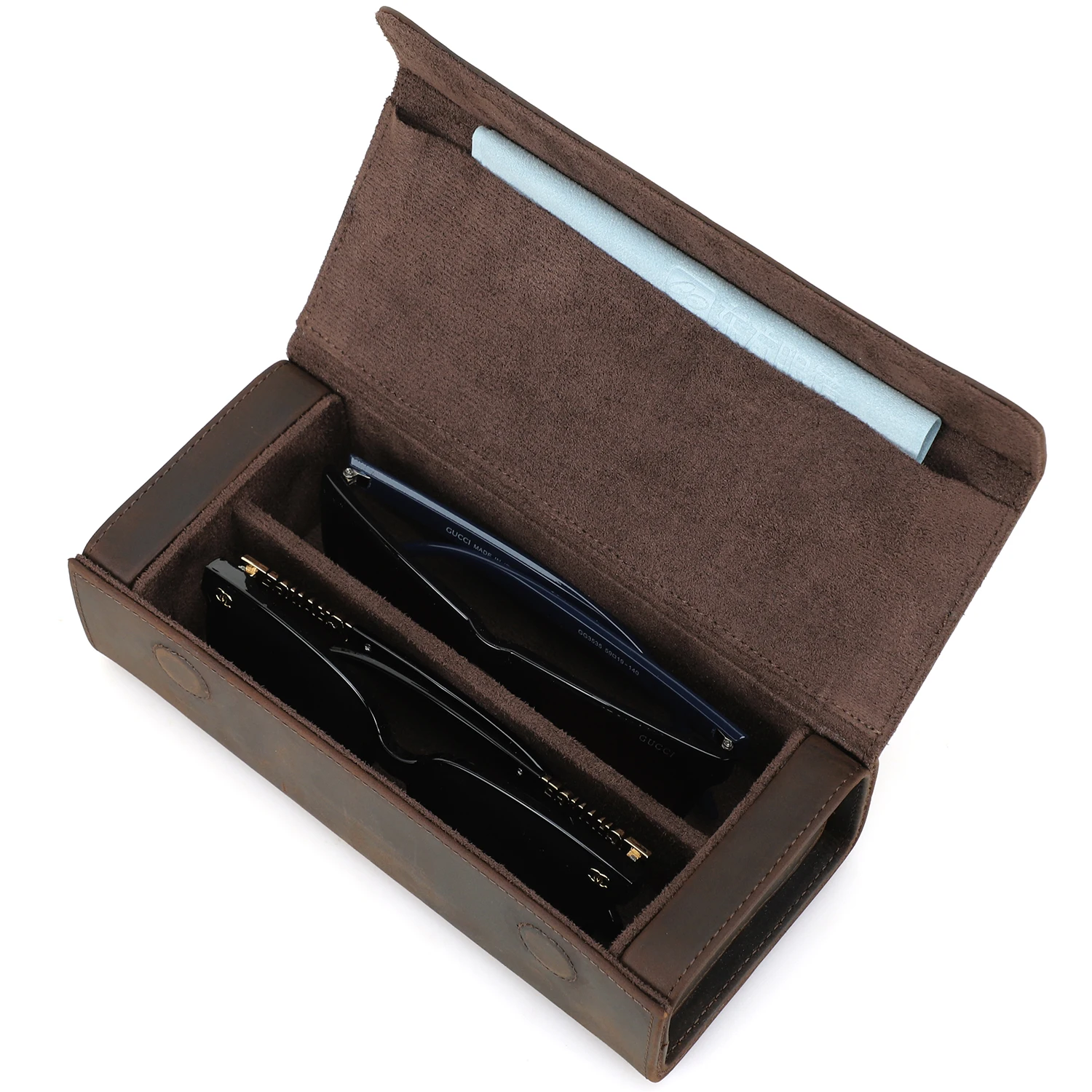 

Hot selling：Customizable leather glasses case sunglasses packaging portable glasses bag designer with logo