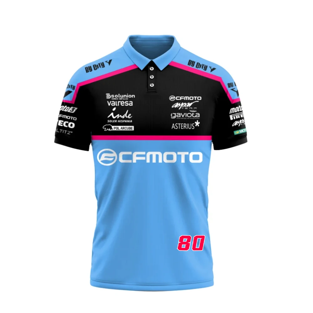 2024 New Racing Race cfmoto aspar team 80 driver David Fan blue summer mens athleisure polo