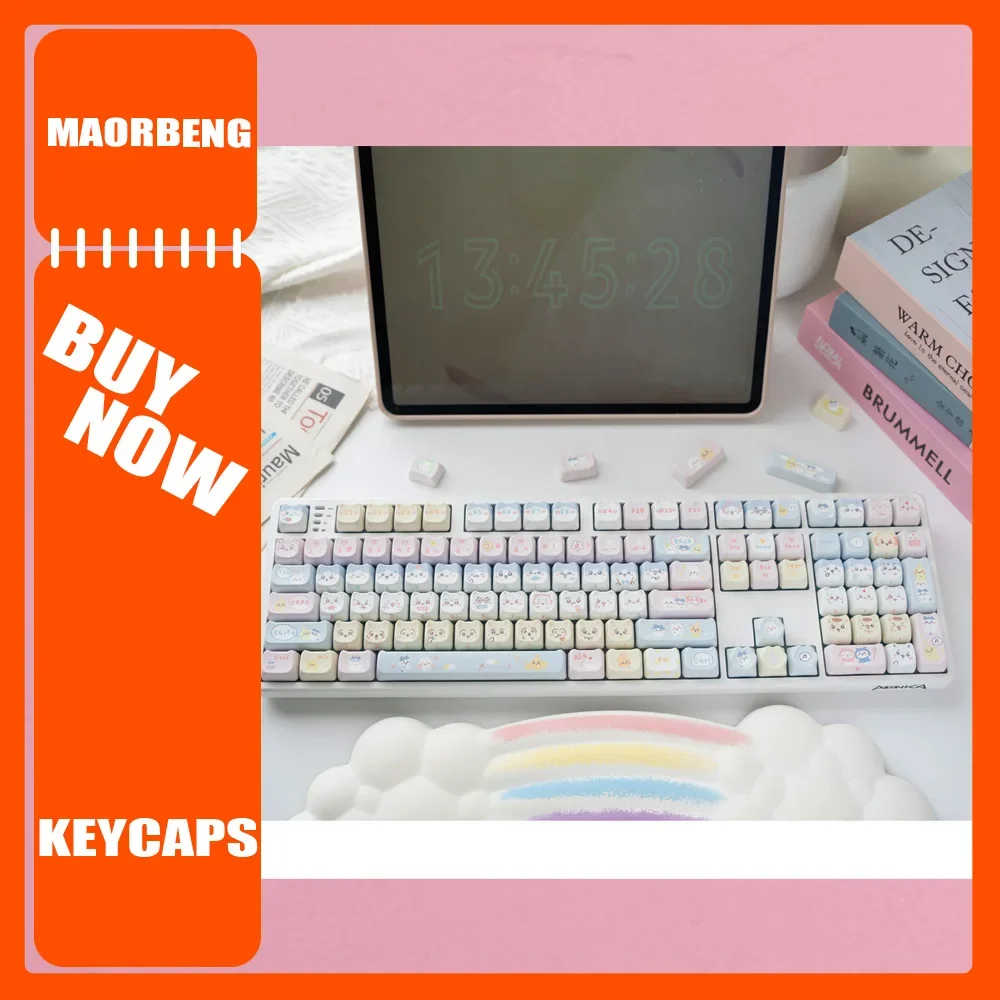 

Колпачки для клавиш Maorbeng Kawaii, колпачки для клавиш PBT MAO, высокие колпачки для клавиш Weikav Record Alice Crush80 Lucky65, аксессуары для клавиатуры
