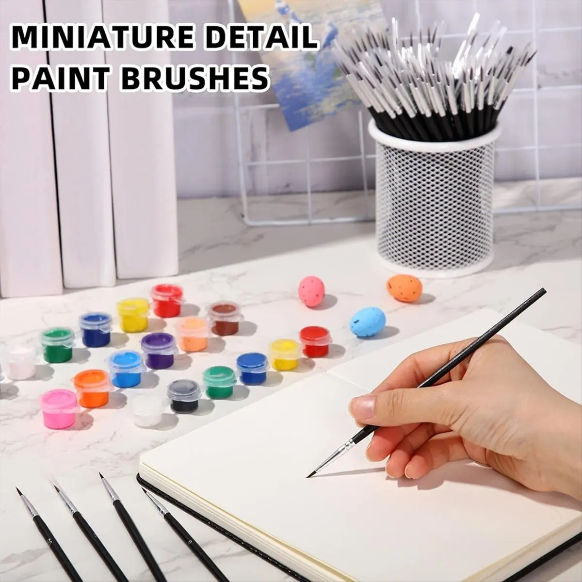 *A95Z 200 Pcs Round Painting Brush Hand Made Drawing Detail Brushes Art Synthetic Fine Paint Brushes for Acrylic(Size0,00,000)