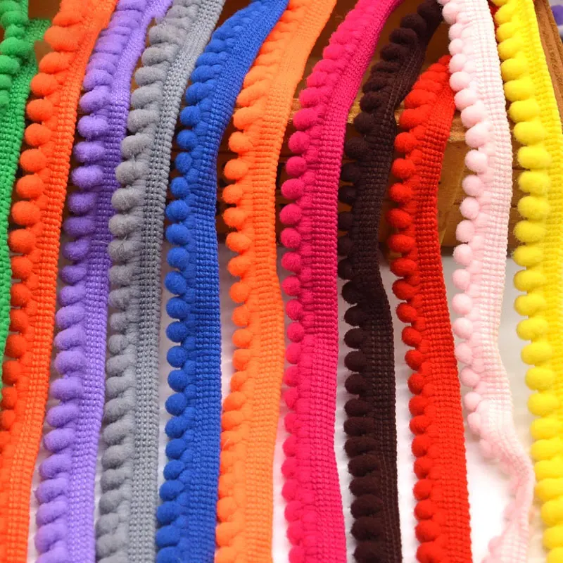 5/10Meters Mini Pom Pom Trim Ball Fringe Ribbon Lace Trim DIY Sewing Fringe Pompoms Lace for Pillow Curtains Home Decor 35Colors