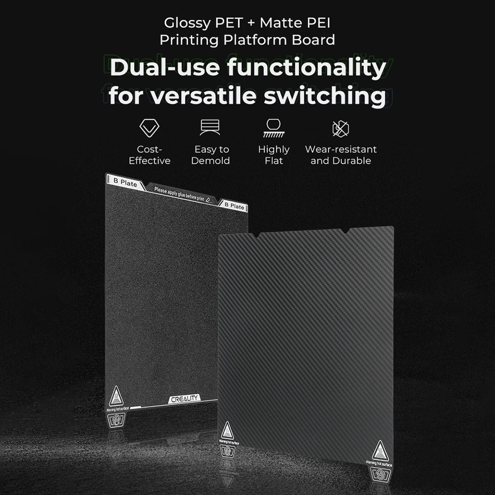 

【New】Creality K1 Max Dual-Sided Printing Platform Board Kit (Without soft magnetic sticker) Glossy PET + Matte PEI Steel Plat