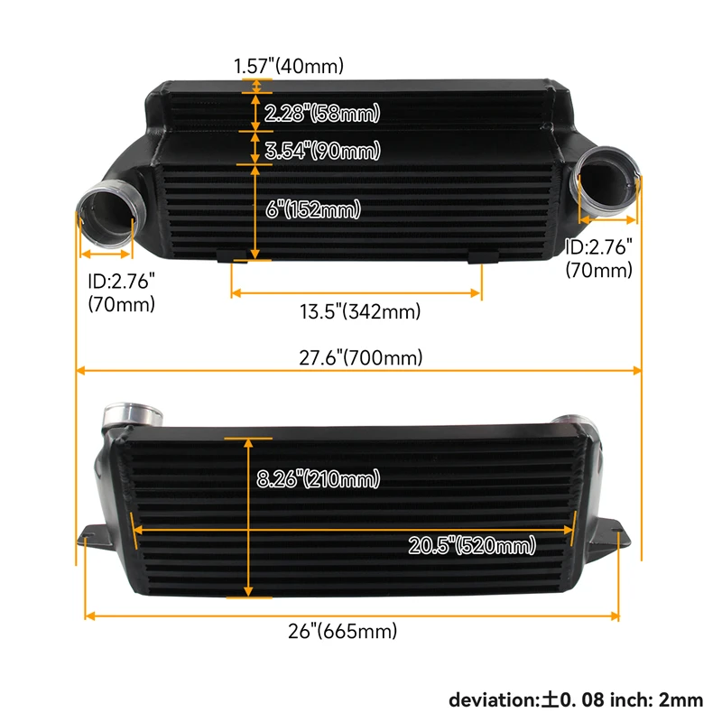 Upgrade Intercooler Fits For BMW N54/N55 Engines E82 E88 135i 08-13,E90 E92 335i 07-11, E89 Z4 10-16,E82 1M 11-13