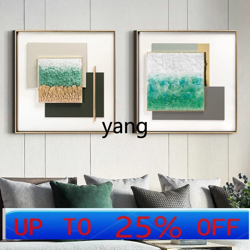 LTT abstract handmade sea glass collage three-dimensional hanging picture model room decorative painting
