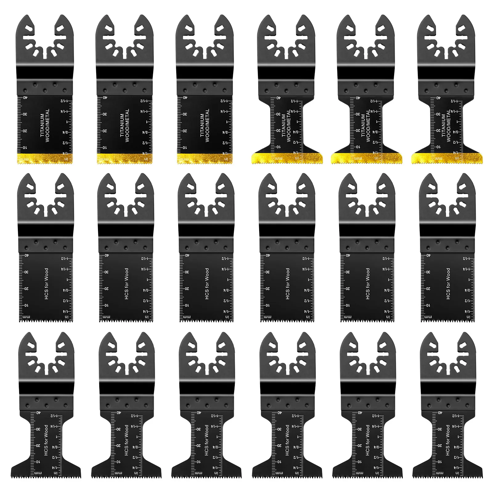 18Pcs Universal Oscillating Saw Blades Set Bi-Metal  Coated Durable Multitool Trimmer Suitable for Makita Dewalt Milwaukee Bosch