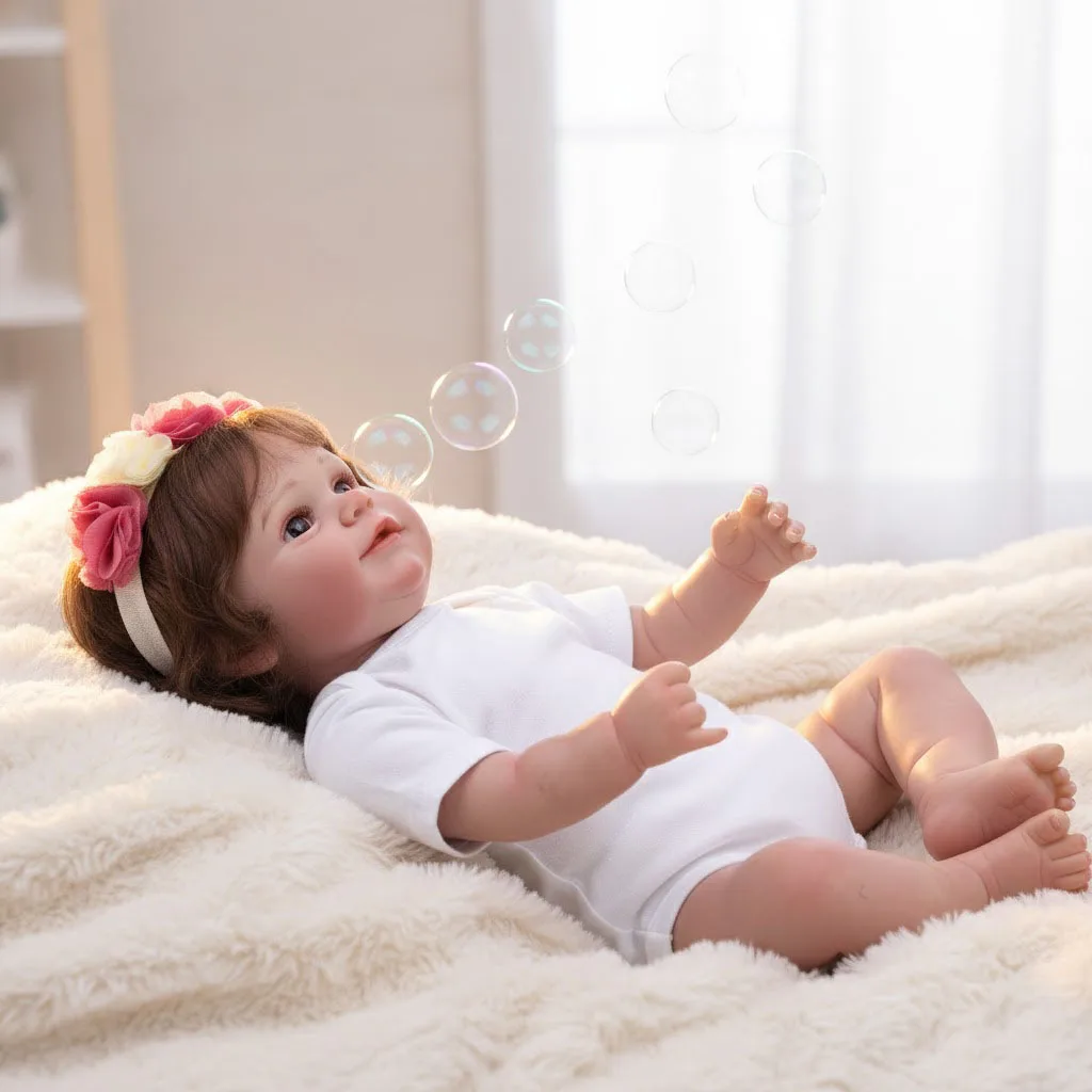 

Cloveray 20 inch Realistic Vinyl Doll Cute Simulation Reborn Baby Doll Vinyl Limb Cloth Body Doll Handmade Toy Kid Birthday Gift