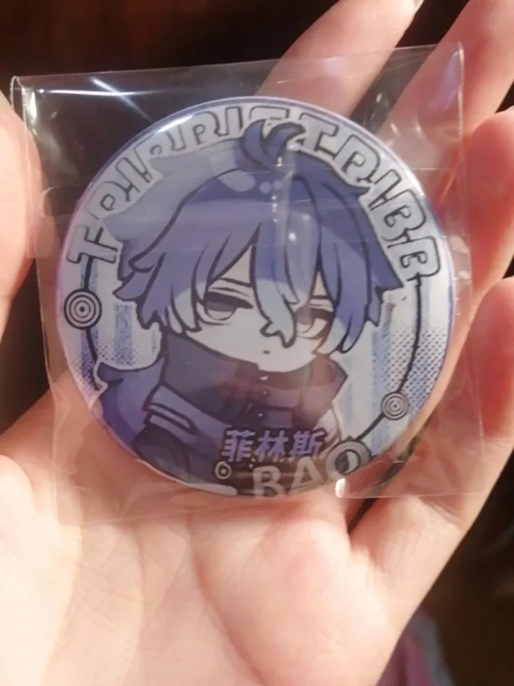 Genshin Impact Lightkeeper Flins Round Shape Badge Snap-in Cartoon Brooch Anime Project Lapel Pins Bag Accessories Gift for Kids