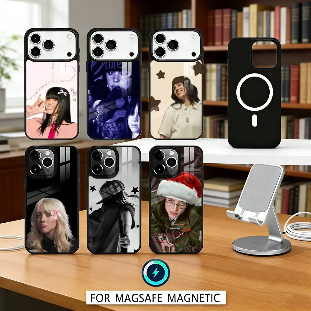 

Singer B-Billie L-lovely E-EilishS Phone Case Magnetic For iPhone17 16 15 14 13 12 Pro Max For Magsafe Wireless Charging Cover