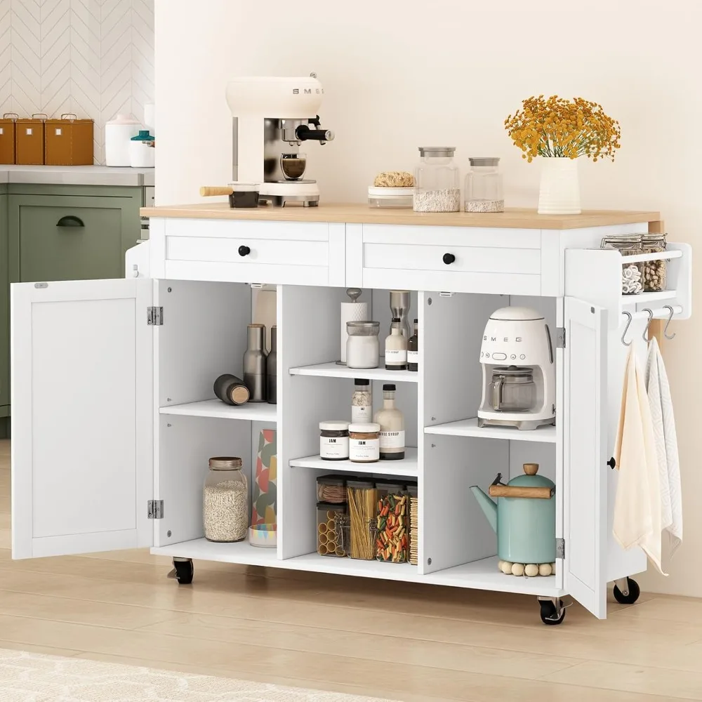 Kitchen Island on Wheels, Rolling Kitchen Island Cart with Drop Leaf Countertop,Island Table for Kitchen Islands & Trolleys