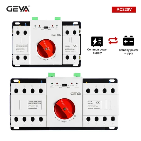 ATS Automatic Transfer Switch 2P 63A 220V/380V Dual Power Manual Changeover Switch Miniature Circuit Breaker with LED Indicators