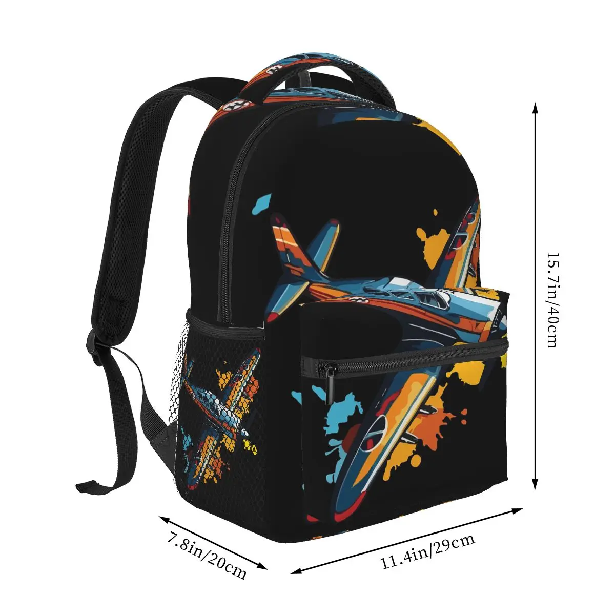 Retro Sunset Aircraft Themed Backpack Student Boys Girls BookBag Kids School Bag Laptop Shoulder Bags for Men Women