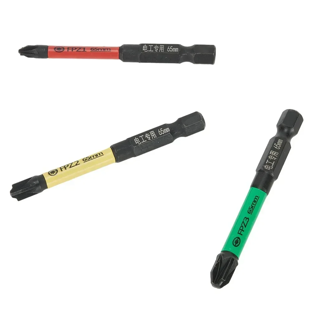 3pcs 65mm Magnetic Special Slotted Cross Screwdriver Bit Batch Head Nutdrivers FPZ1 FPZ2 FPZ3 For Socket Switch Hand Tools