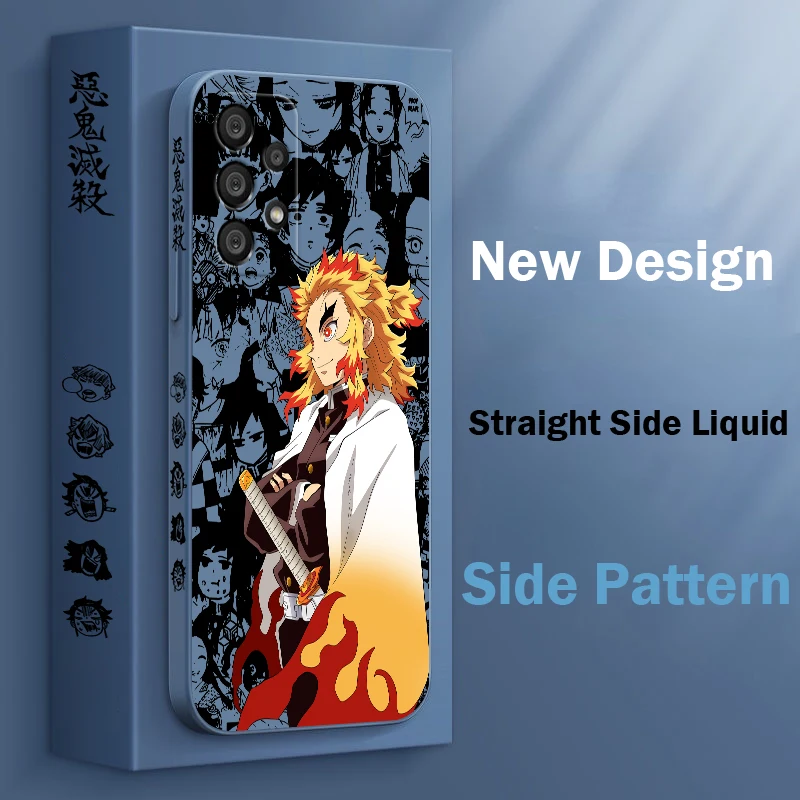 Anime Demon Slayer Column Phone Case For Samsung A55 A53 A33 A52 A32 A71 A51 A21S A35 A25 5G Liquid Left Rope Funda