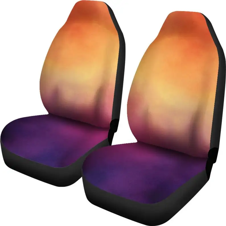 Ombre Orange and Purple Vibrant Sunset Colors Watercolor Design Car Seat Covers Set Universal Fit For Bucket Seats In Cars and S