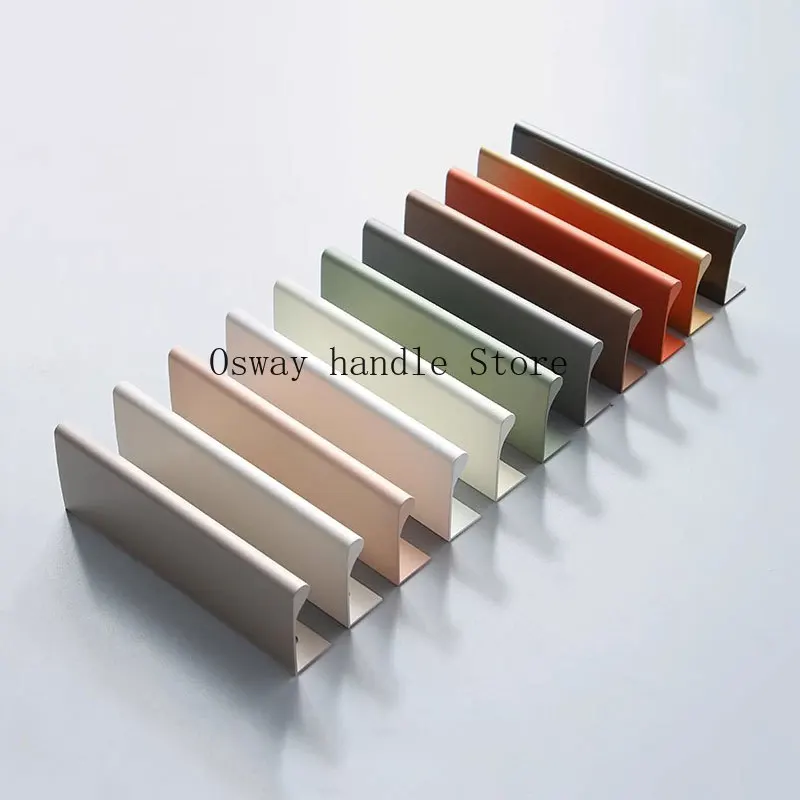 Colorful Invisible Cabinet Handles No Punching Drawer Wardrobe Pulls Modern Cupboard Door Handles Aluminum Furniture Hardware