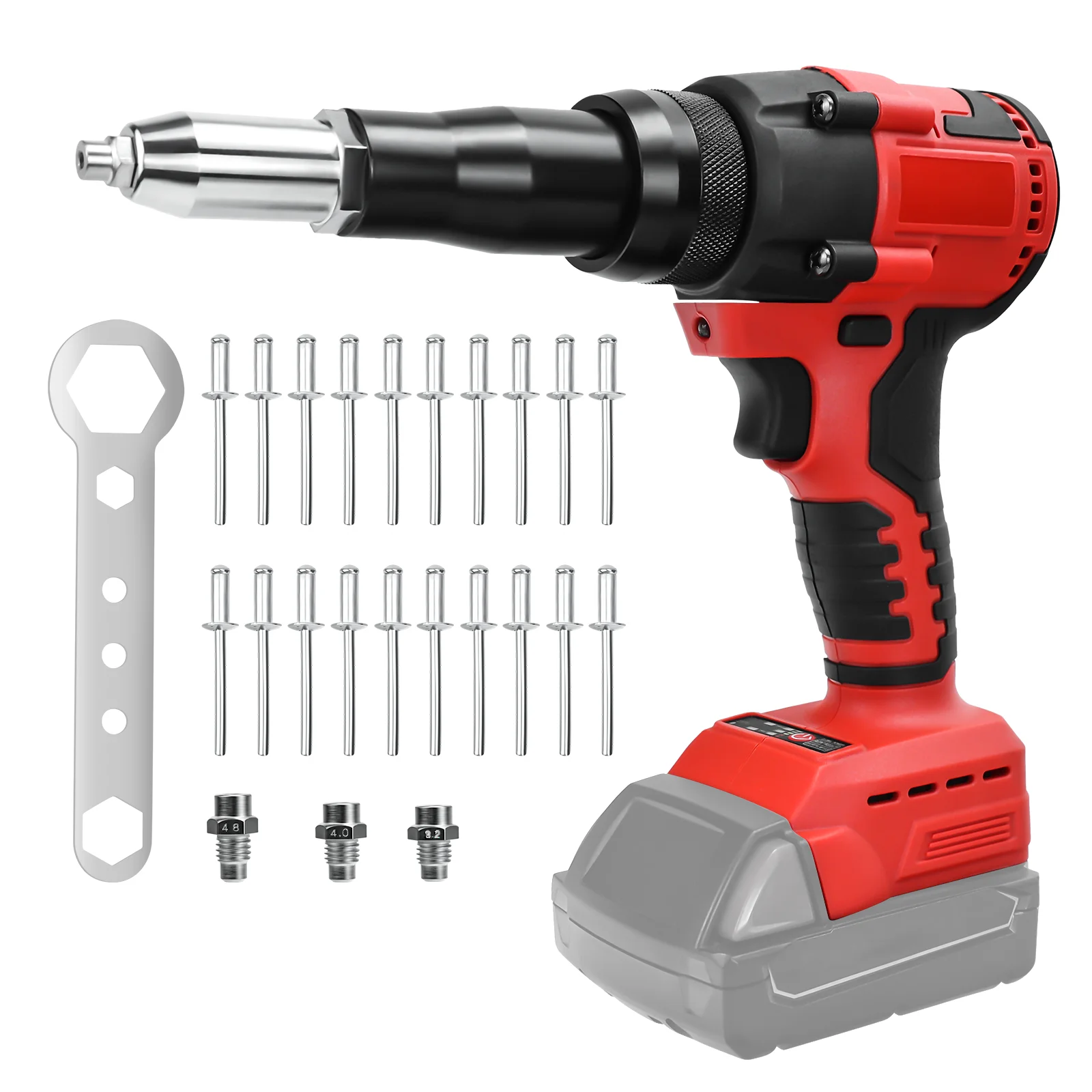 Brushless Rivet Gun 2.4-4.8mm Cordless Rivet Nut Gun Drill Insert Automatic Riveting Tool for Milwaukee 18V Battery (No Battery)