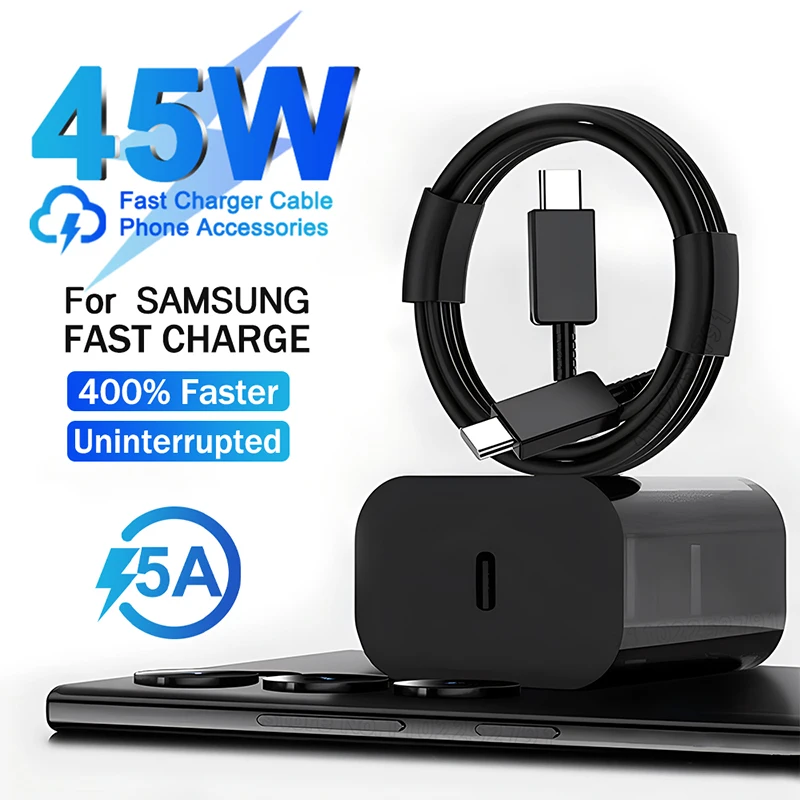 PD 45W Super Fast Charger For Samsung Galaxy S24 S22 S21 S23 Ultra Plus A53 A54 5G USB C Cable Fast Charging Charger Accessories