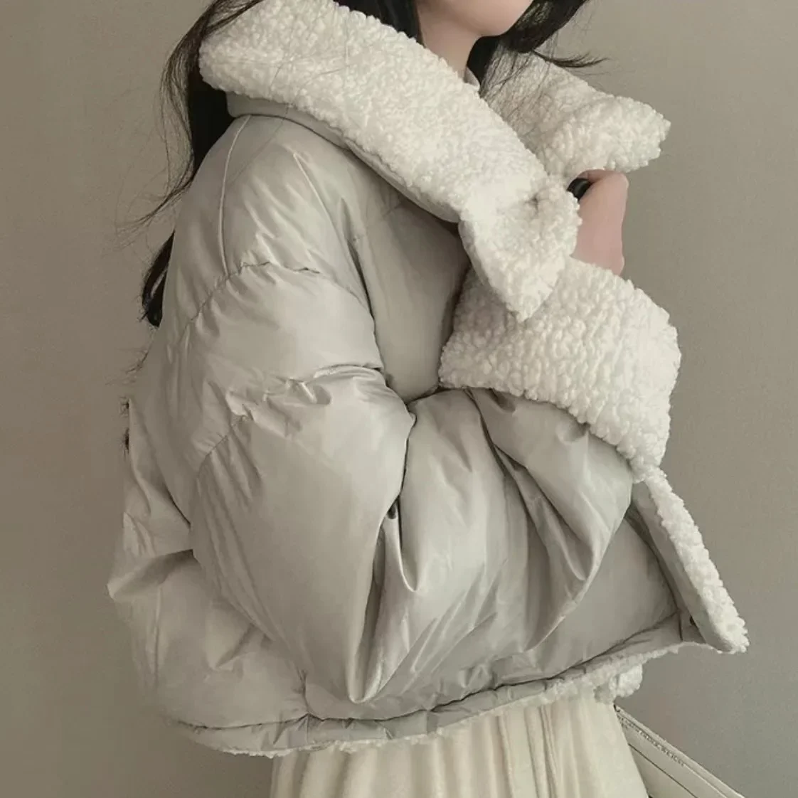 

Винтажное короткое пальто женское корейское пальто с воротником свободная одежда с длинными рукавами повседневная одежда для хлеба Y2k осень зима панк парки женские