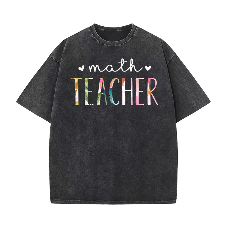 

Math Teacher Cute Floral Design Pure Cotton Luxury Brand Men's T-shirts O-neck Tshirt Oversized Art Graphic Clothing Printed