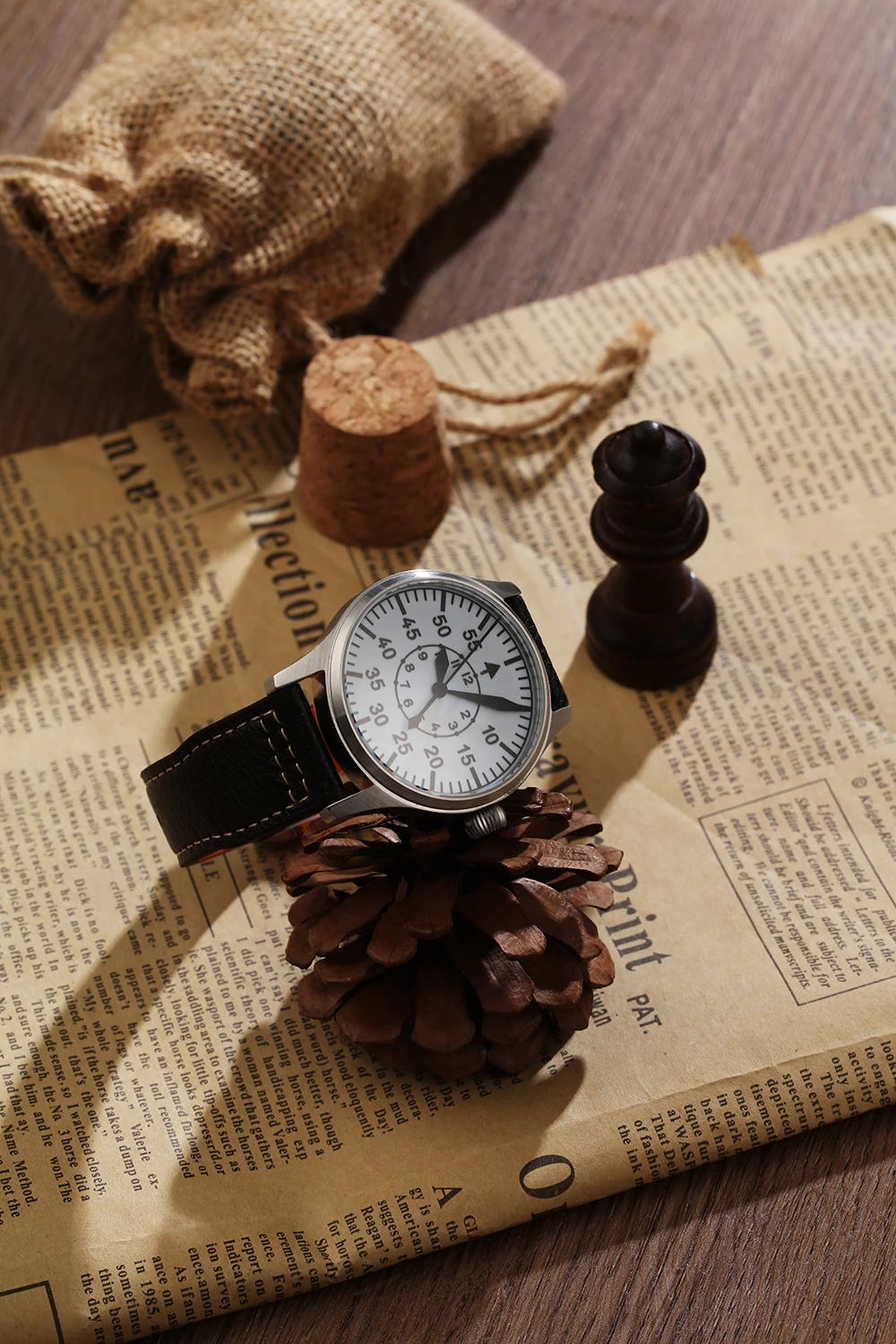 【Escapement Time】Automatic PT5000 Bewegung Pilot Uhr mit Typ-B Schwarz Zifferblatt und 40mm Fall wasserdichte 100M – Detail 11