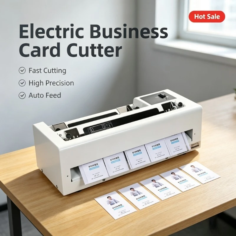 QK‑02 Electric Card Cutter Automatic Business Card Cutting Machine Mute Operation Double Side Fine Adjustment