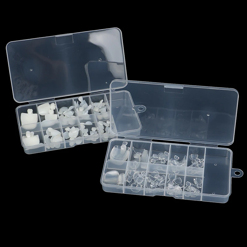 100PCS/Box Acrylic Pointed False Toe Nails Manicure Kits Nail Art Decoration Box Transparent Tips Feet Full Nail Manicure Kits