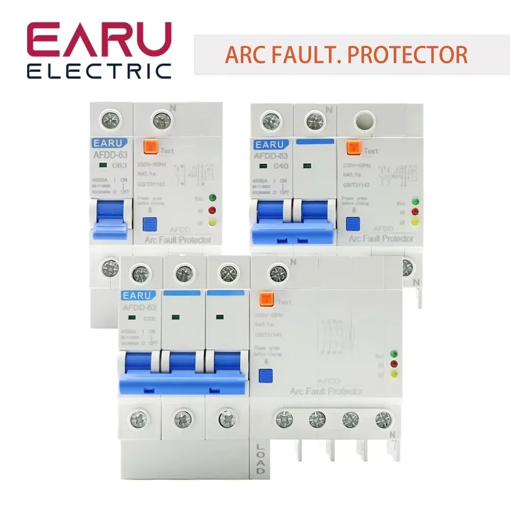 AFDD-63 1P+N 2P 3P+N Acr Fault Overload Short Circuit Leakage Protection Over Under Voltage Protection MCB RCOB Circuit Breaker