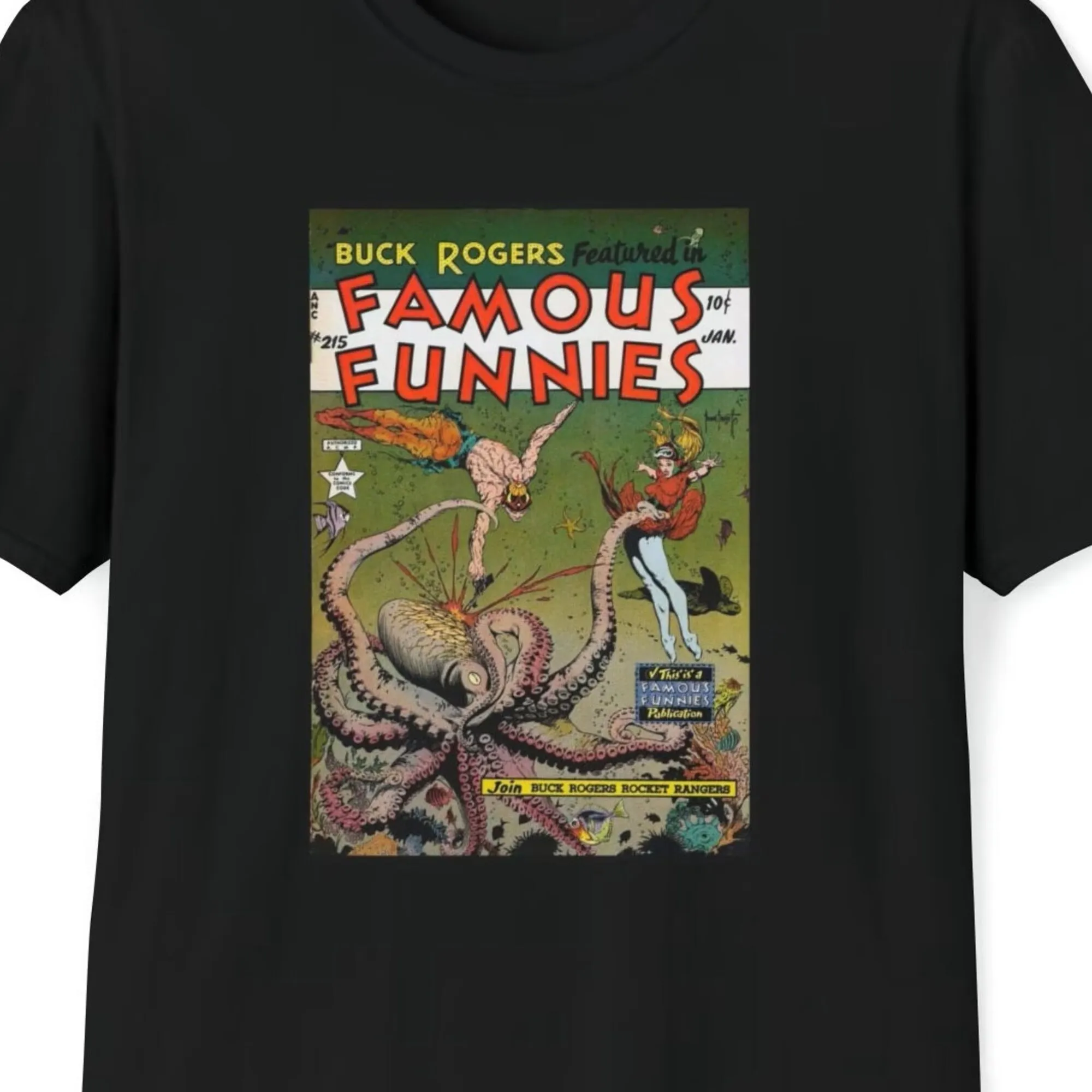 Famous Funnies 215 1955 Frazetta Cover Art Softstyle T Shirt Science Fiction Hero Alien Robot Buck Rogers Classic