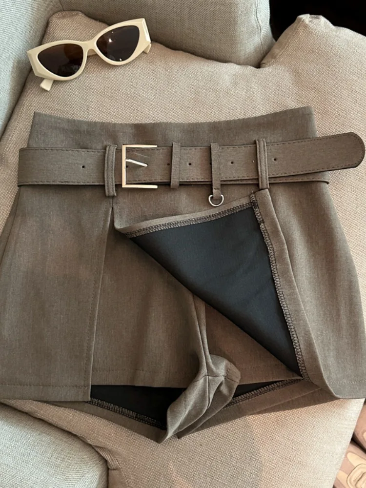 

Ретро-юбка-костюм с разрезом для женщин, весна-лето, уникальная юбка-трапеция, непрозрачная, с высокой талией, для офиса